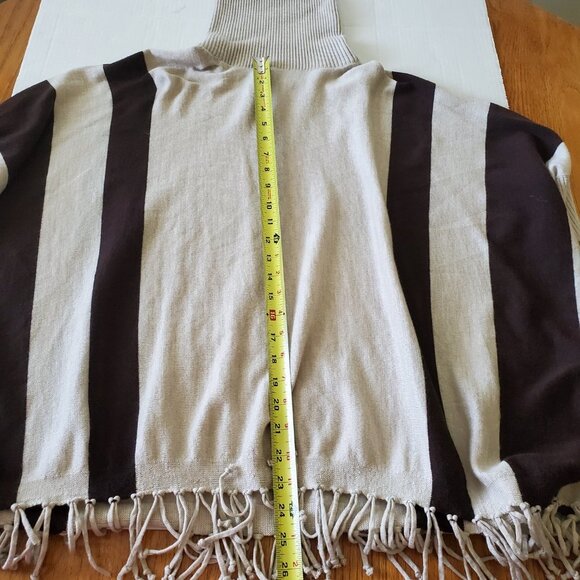 100% Merino Wool Pullover Western Poncho Fringe Sweater One Size - Picture 11 of 12